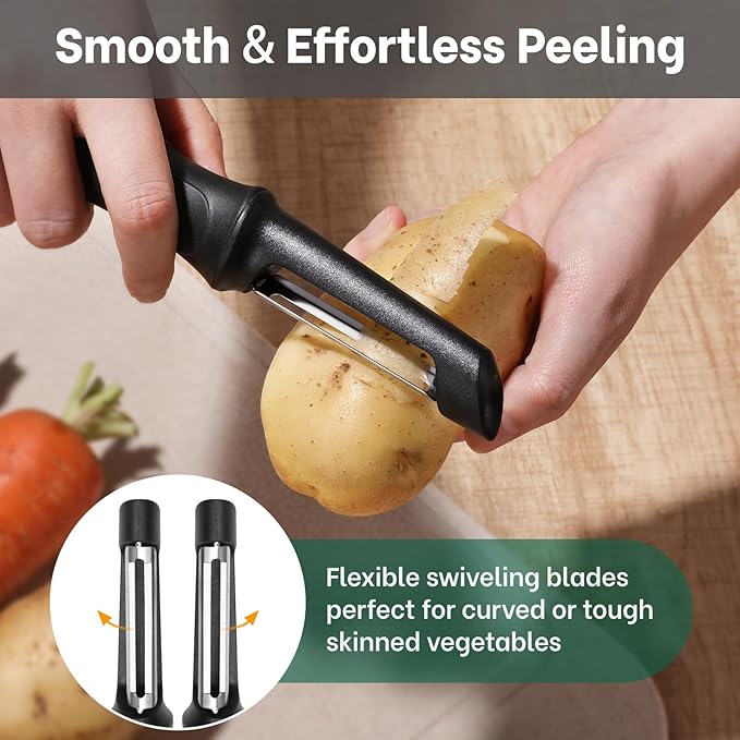Beneno Swivel Vegetable Peeler, Premium Smooth Peeling Potato Peeler, Black