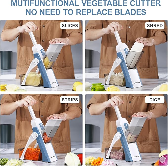 5 in 1 Adjustable Safe Mandoline Slicer for Kitchen with Paring Knife
