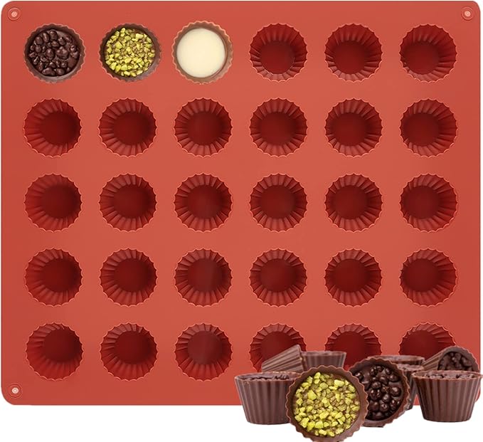 JOERSH Mini Peanut Butter Cup Silicone Mold, 30-Cavity