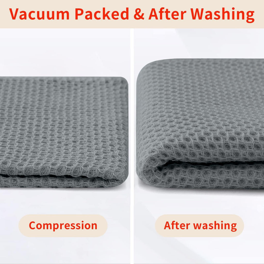 Homaxy 100% Cotton Waffle Weave Kitchen Dish Towels, Ultra Soft Absorbent Quick Drying Cleaning Towel, 13 x 28 Inches, 8-Pack, Grey