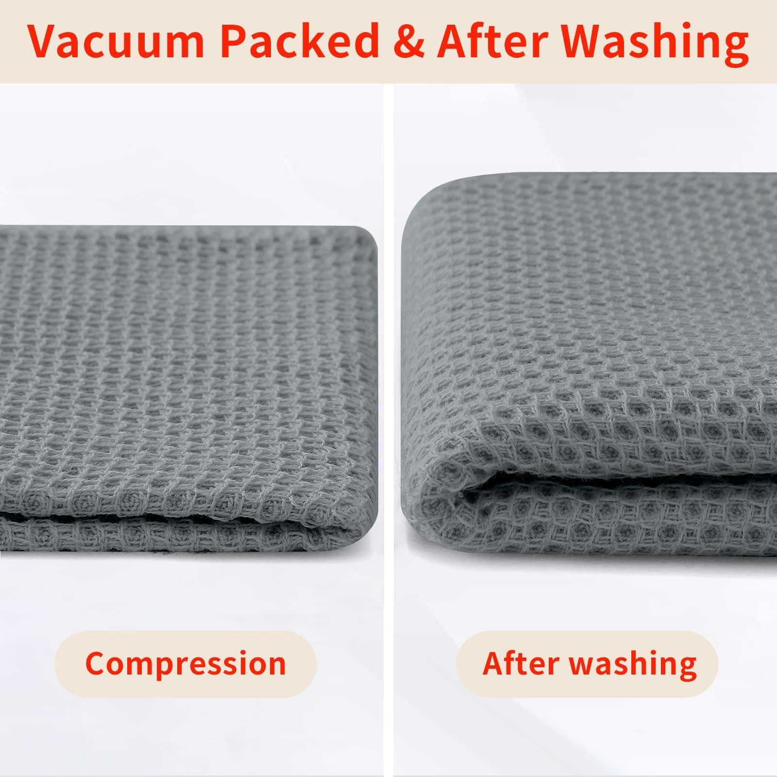 Homaxy 100% Cotton Waffle Weave Kitchen Dish Towels, Ultra Soft Absorbent Quick Drying Cleaning Towel, 13 x 28 Inches, 8-Pack, Grey