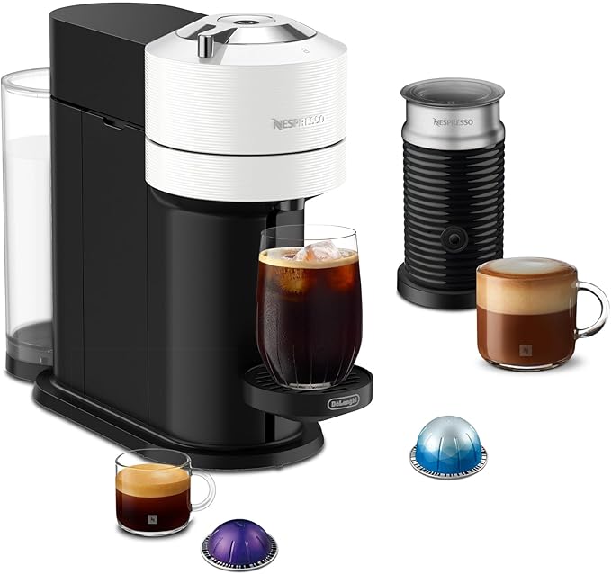Nespresso Vertuo Next Coffee Machine with Milk Frother, White