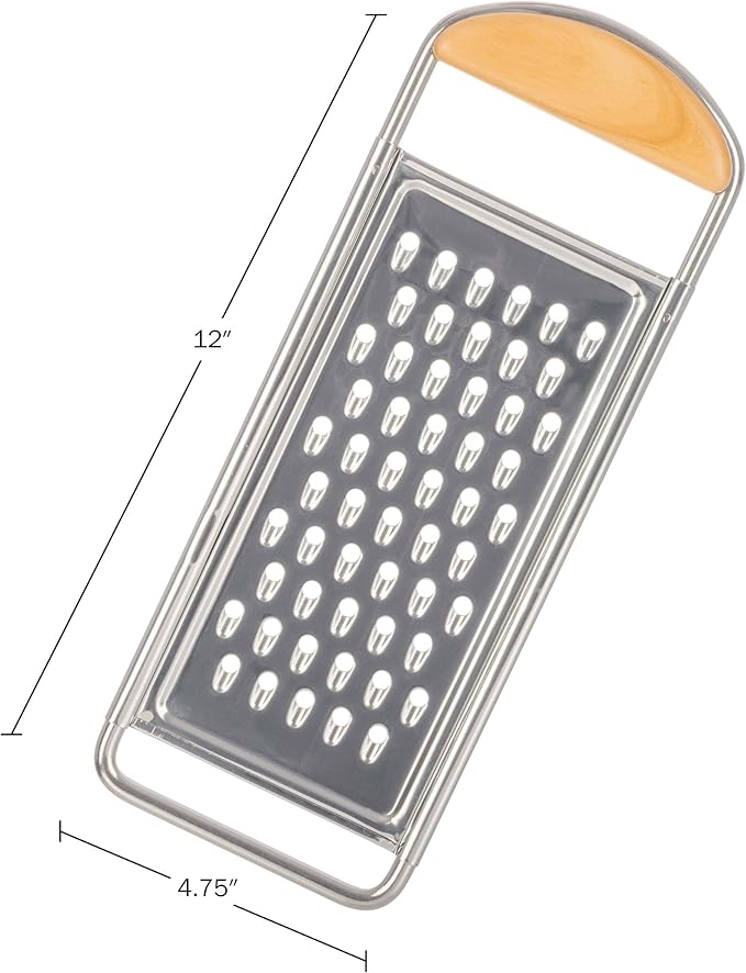 Kings County Tools Cheese Grater Handheld, Flat Food Grater, 12” x 4.5”