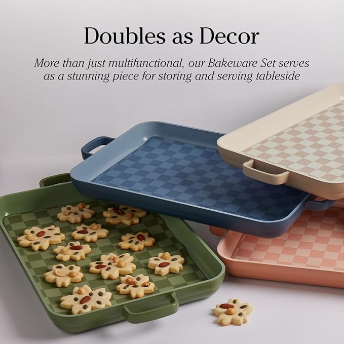 Our Place Bakeware Set | 5-Piece Ceramic Bakeware Collection with Stovetop-to-Oven Griddle Pan | PFAS-Free Non-Toxic Nonstick Pans, Oven Mat & Baking Dishes | Spice