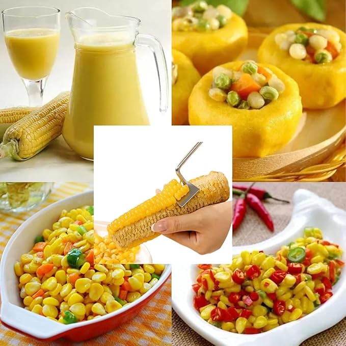 Corn Cob Peeler, 2025 NEW Long Handle Stainless Steel Corn Peeler for Corn on the Cob Stripper Tool, Corns Peelers Stainless Steel Splitter Tool Easy Fast Corn Remover Tool for Home Kitchen (2pcs)