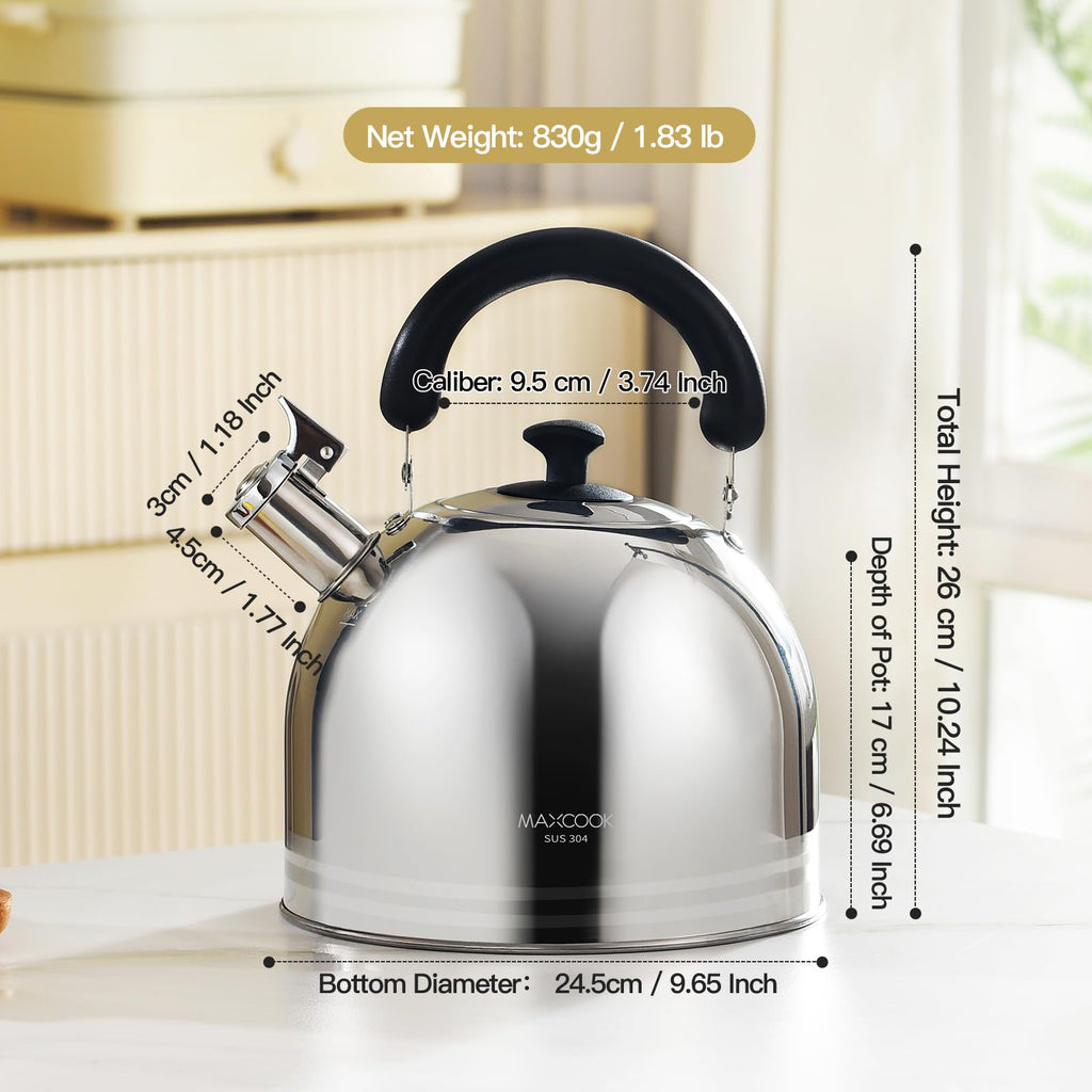 MAXCOOK Tea Kettle, 5.7QT 6L Whistling Tea Kettle for Stove Top