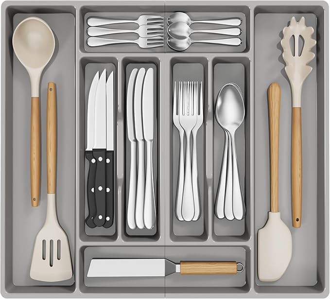 Lifewit Silverware Organizer, Plastic Kitchen Utensil Drawer Tray