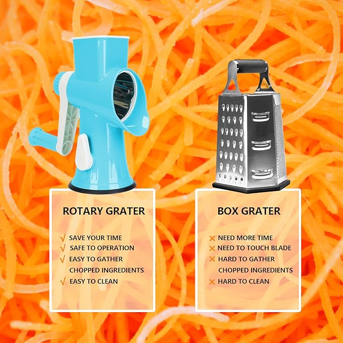 TiwisiTe Rotary Cheese Grater with Handle-Versatile Cheese Grater