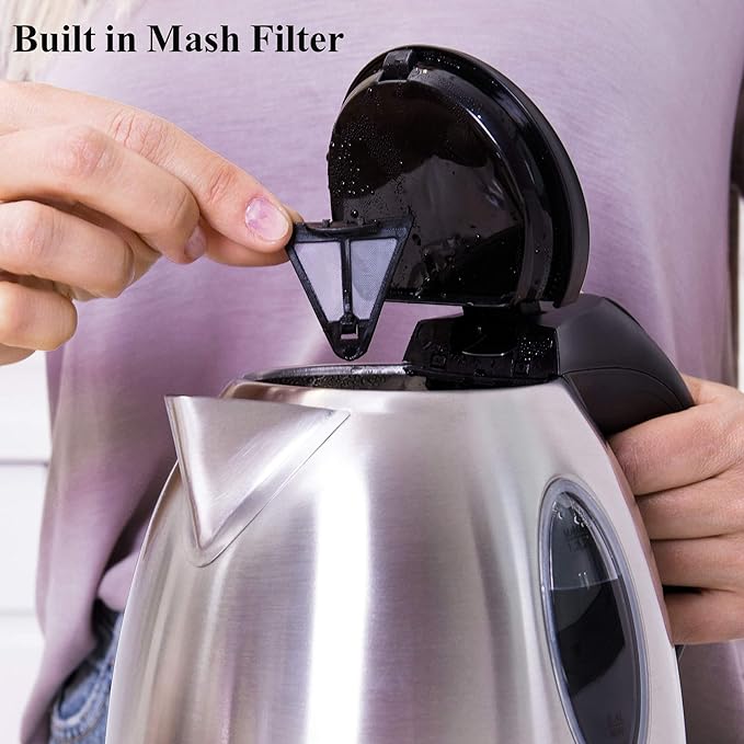 Moss & Stone Stainless Steel Electric Kettle, 1.2L Cordless 1500W