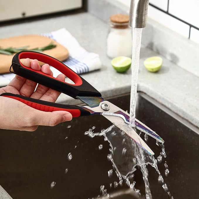 LIVINGO 9.5" Heavy Duty Kitchen Scissors Titanium Coated Poultry Shears