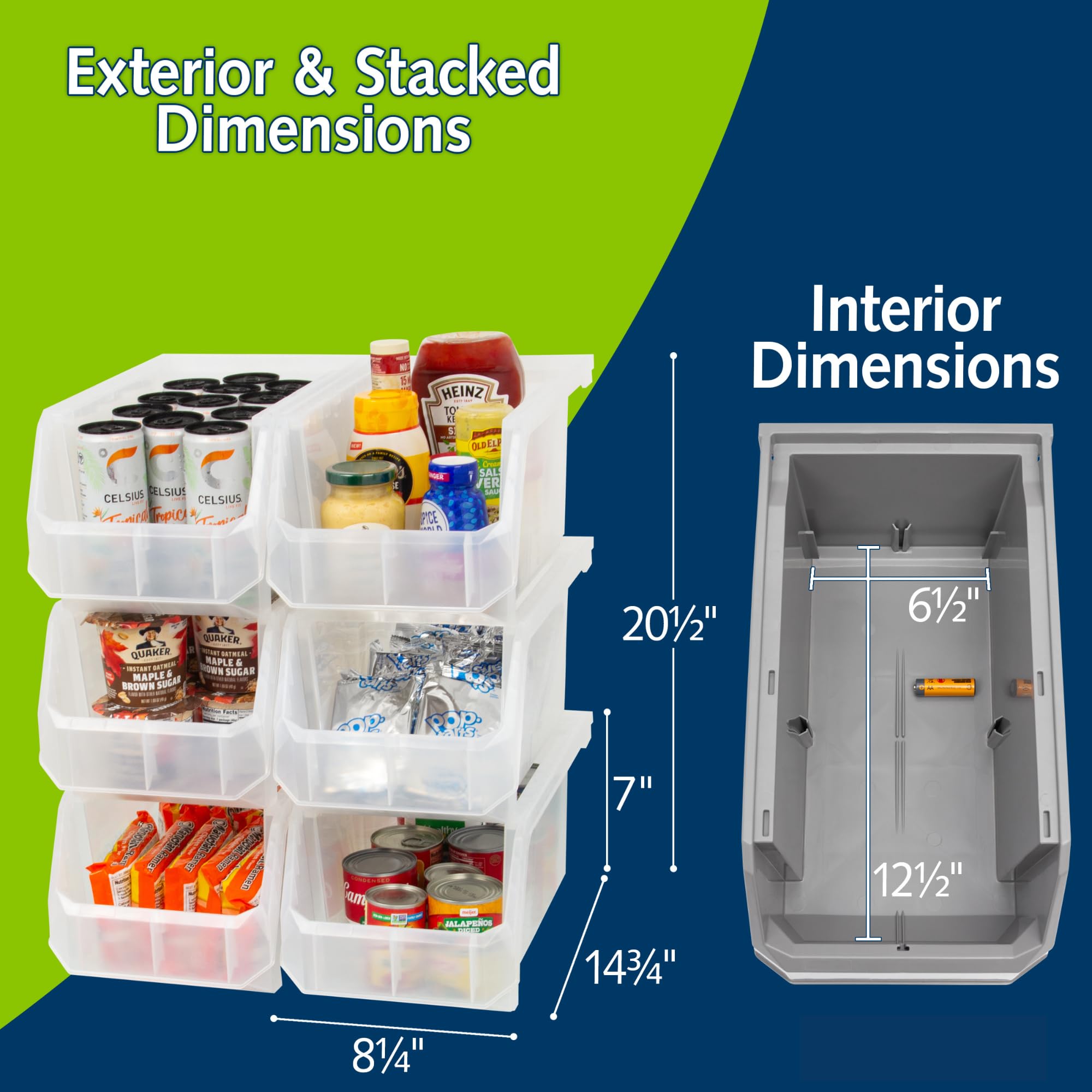 Akro-Mils ReadySpace Large Stackable Plastic Storage Bins, 6-Pack, Clear