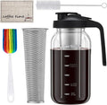 Cold Brew Coffee Maker, 64oz Glass Mason Jar Pitcher with Lid, Filter & Mat