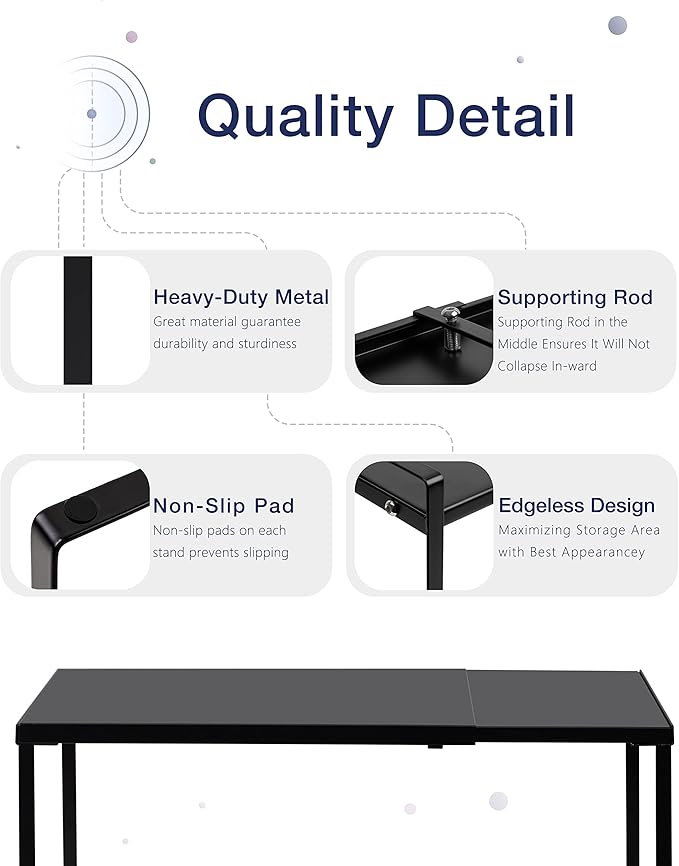 Nxconsu Expandable Cabinet Shelf, Shelf Riser for Cabinets, 10" Black