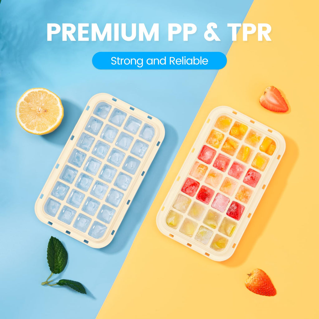 PHINOX Ice Cube Tray with Lid and Bin, Easy Release 84 Cubes for Freezer