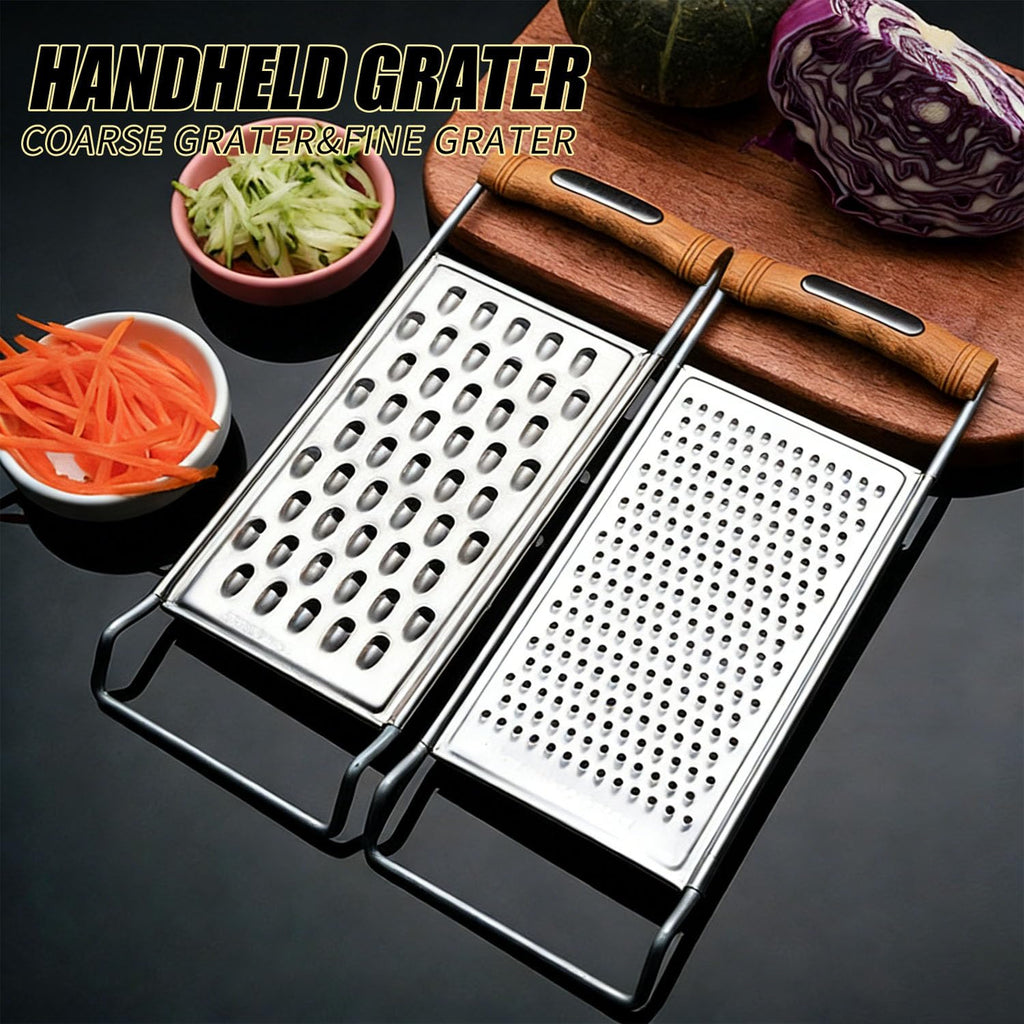 2 Pack Stainless Steel Handheld Grater Set, Coarse & Fine Kitchen Zester for Cheese, Vegetables, Chocolate & Spices