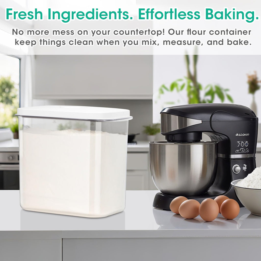 TBMax Large Rice Container 25 Lbs with Easy-Carrying Handles -12.7 Qt Flour Storage Container with Pop Up Lid & Hanging Hooks for Cleaner Use, Airtight Food Storage Bin for Kitchen Organization