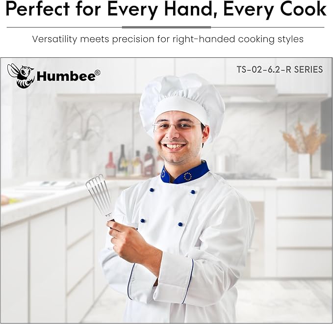 HUMBEE 6 Inches Fish Turner, Slotted Fish Spatula Dishwasher Safe NSF (Left Hand), Shovel Brown