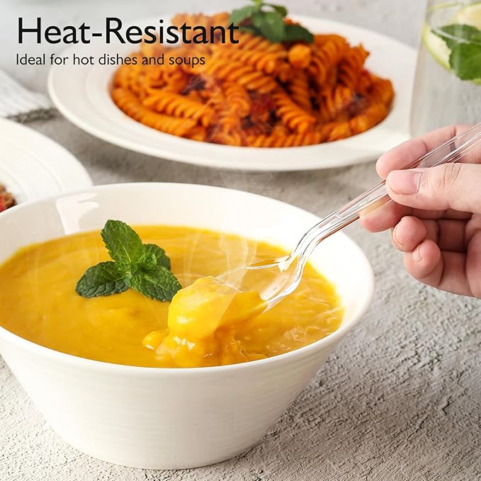 [300 Count] Clear Heavy Duty Plastic Spoons, Disposable Silverware Spoons Bulk, Plastic Cutlery Utensils Set, Solid