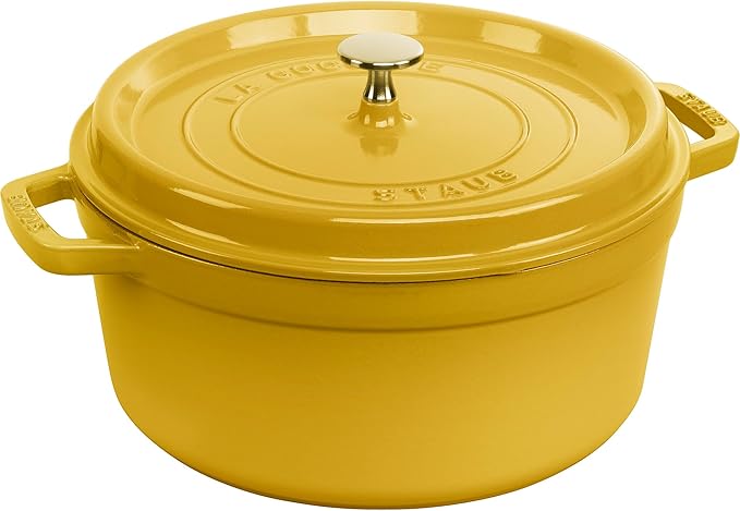 Staub Cast Iron Round Cocotte, Dutch Oven, 7-quart, serves 7-8, Made in France