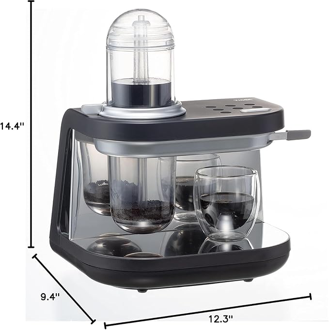 Tiger Siphonysta Siphon Coffee Maker | Single Serve Coffee Machine with Automatic Siphon Brewing | 9 Flavor Settings | Vacuum Brew Technology | Made in Japan | 10 oz | Black