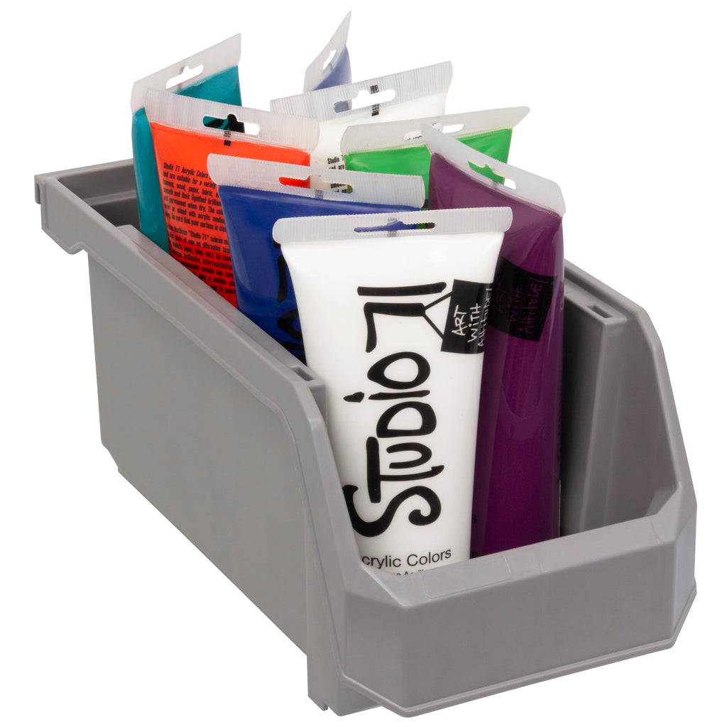ReadySpace Medium Stackable Plastic Storage Bins, 8-Pack, Gray