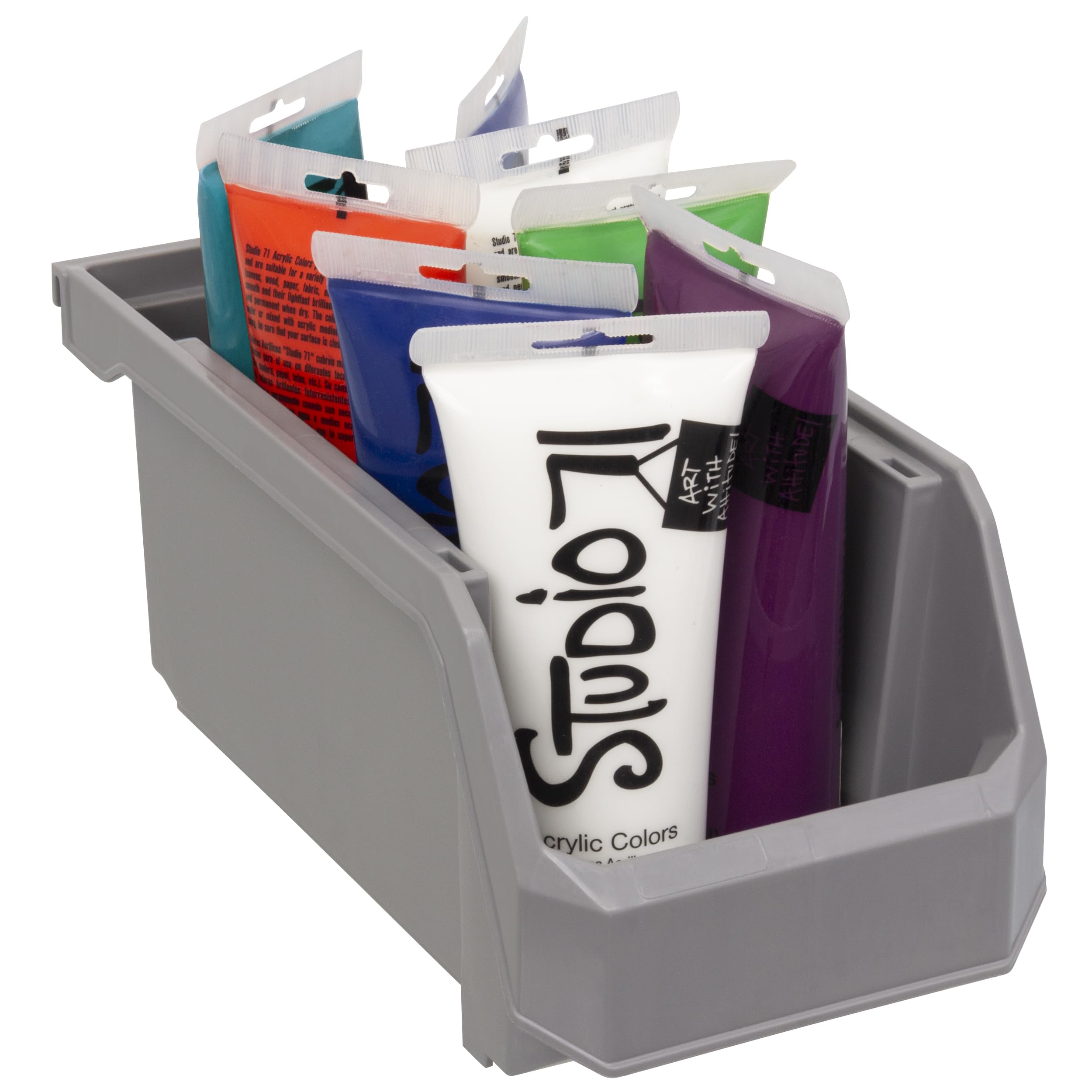 ReadySpace Medium Stackable Plastic Storage Bins, 8-Pack, Gray