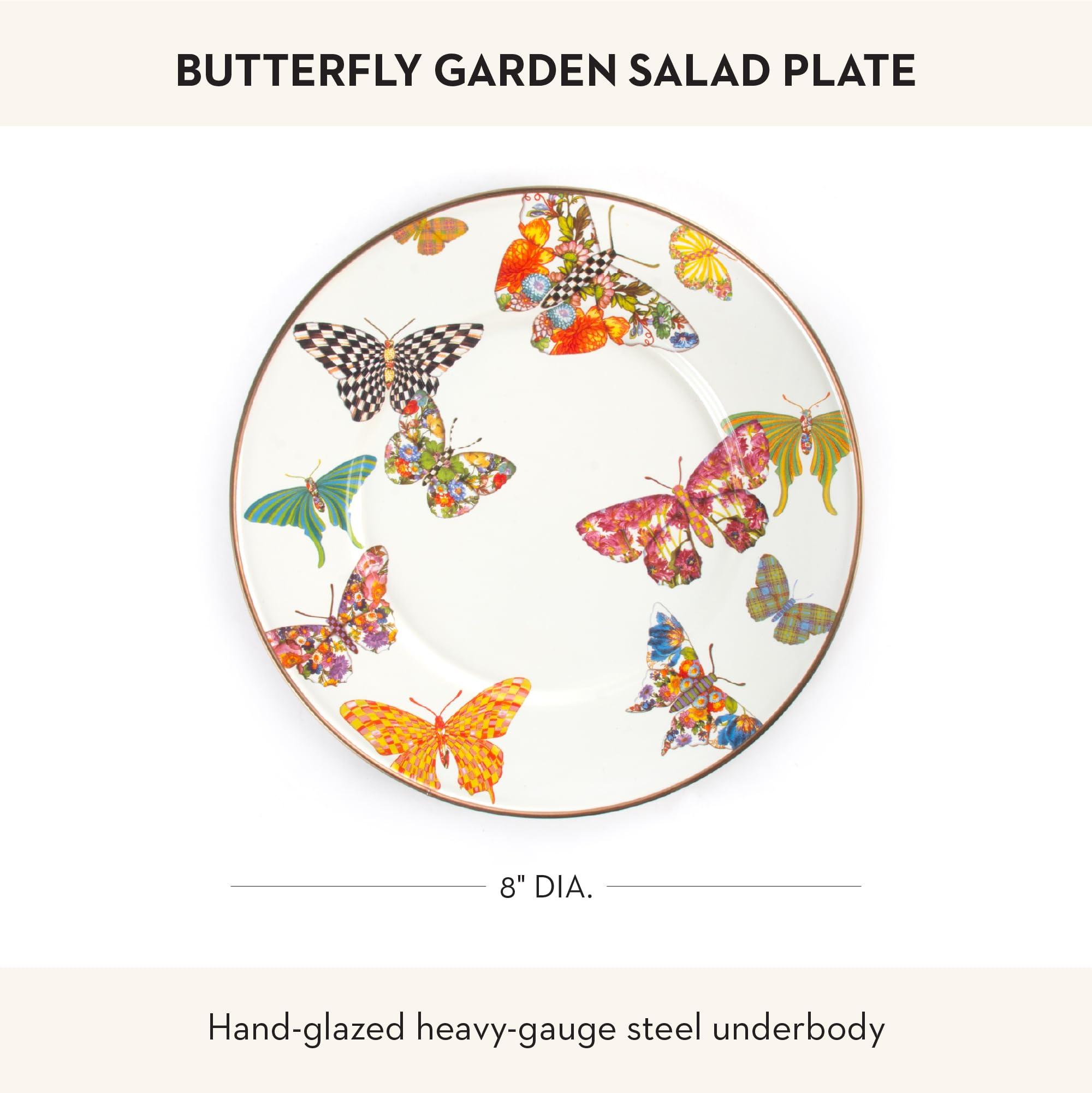 MACKENZIE-CHILDS Enamel Dessert Plate, Butterfly Garden