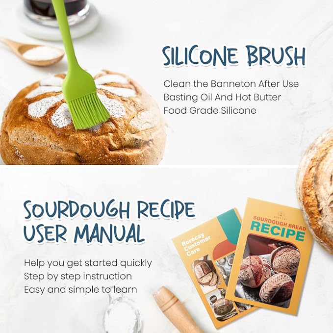 Rorecay Sourdough Starter Kit with 2 Round Banneton Bread Proofing Baskets