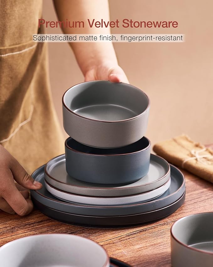 Famiware Nebula Ridge 12-Piece Stoneware Dinnerware Set, Multi-color