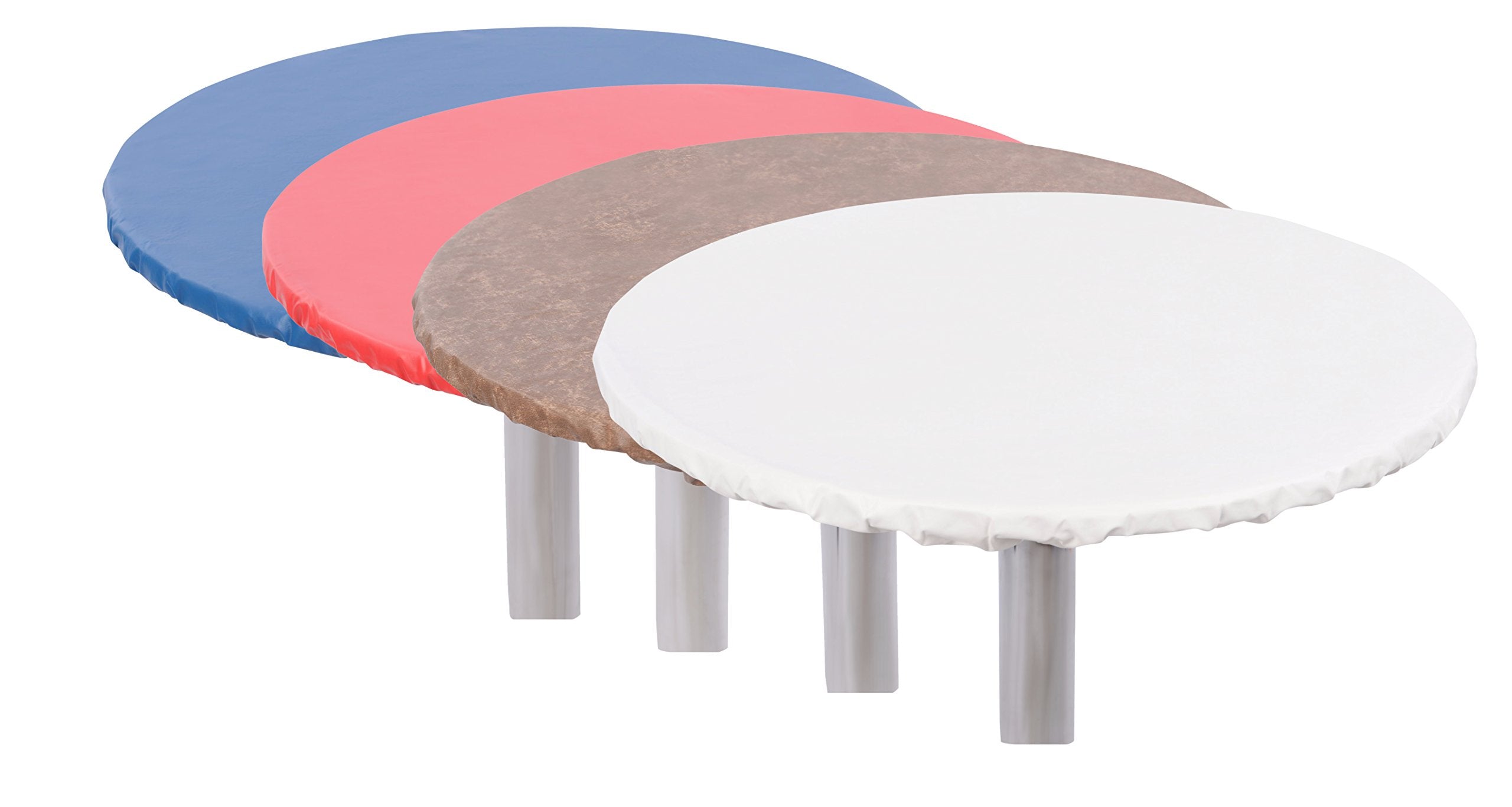Yourtablecloth Heavy Duty Vinyl Round Fitted Tablecloth (Table Cover) with Flannel Backing Vibrant Colors Elasticized Tablecloth Great for Indoor and Outdoor Dining and Playing Cards 60” Royal Blue