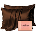 LYSHIN Silk Pillow Cases 2 Pack King Size with Zipper, Lavender