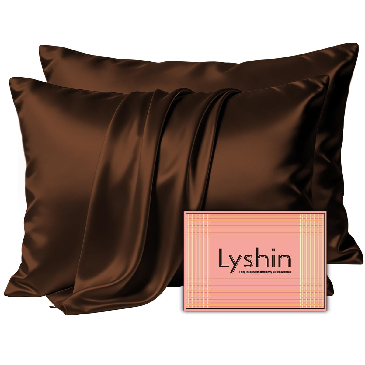 LYSHIN Silk Pillow Cases 2 Pack King Size with Zipper, Lavender