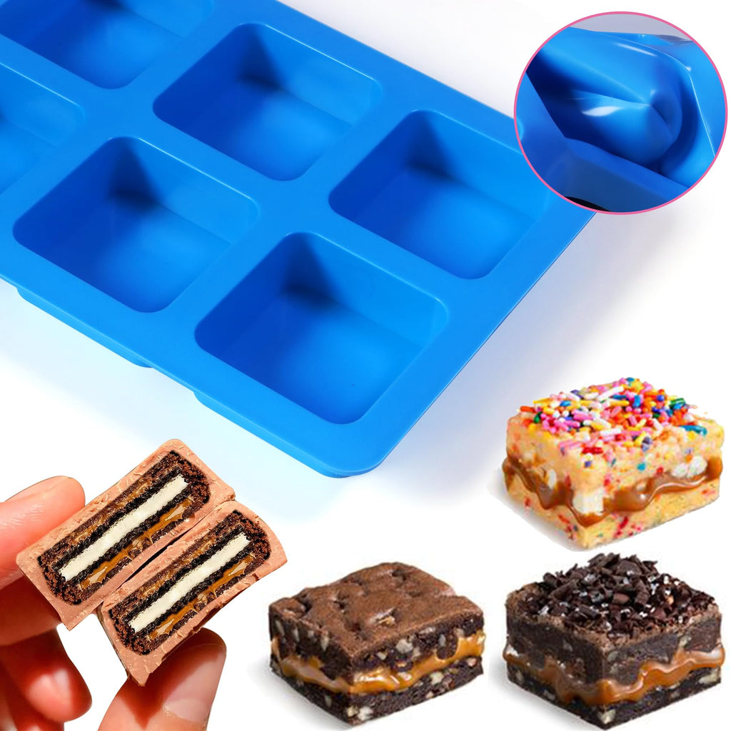Sidosir 3Pcs Chocolate Covered Cookie S'mores Molds, 6-Cavity Square Molds Silicone for Smores, Non-Stick Silicone Baking Mold for Graham, Chocolate, Graham Crackers, Candy