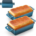 Leonyo Enamel Cast Iron Bread Pan, 9"x5" Loaf Pan with Lid, Blackish Green