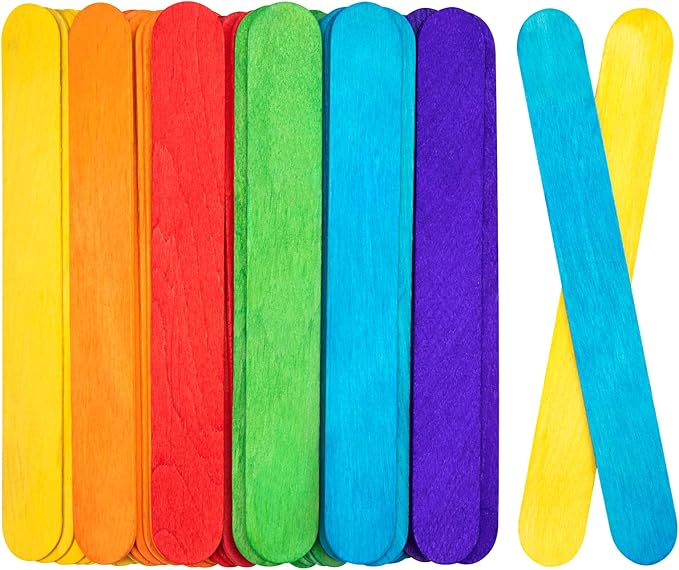 WISYOK 90Pcs 8 Inch Craft Sticks, Jumbo, Colorful