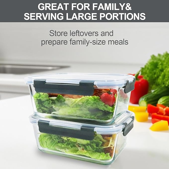 M MCIRCO 6 Pack Extra Large Glass Food Storage Containers with Lids
