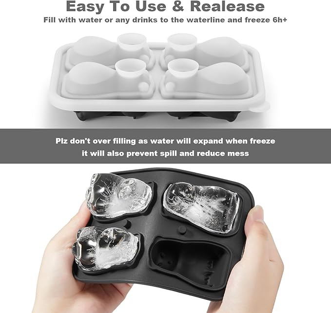 ACOOKEE Capybara Ice Cube Tray Fun Shapes, Odd Novelty Cute Capybara Gifts Stuff, 2.2" Large Silicone Whiskey Ice Mold for Cocktails,Bourbon,Brandy, w/Funne