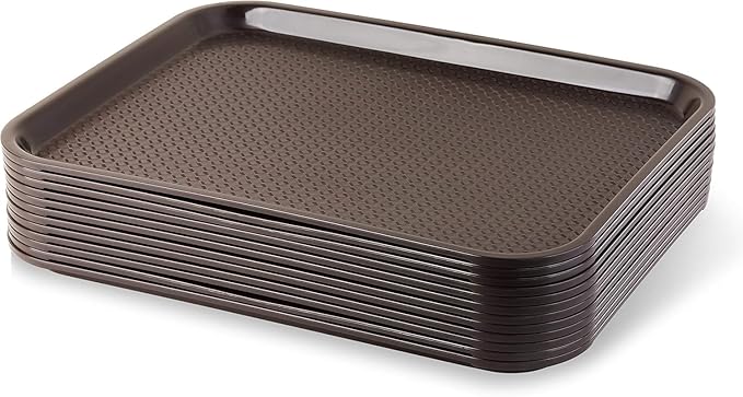 New Star Foodservice Fast Food Tray, 14 x 18 inch, Set of 12, Brown