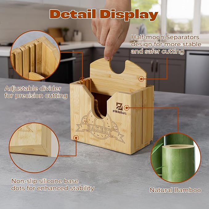 Piklohas 2026 Bagel Slicer, Bamboo Bread Slicer for Small and Large Bagels