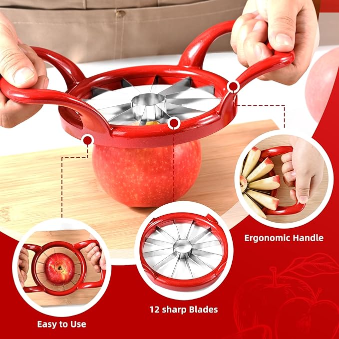 5.5 Inch Heavy Duty 12-Slice Apple Divider Wedger, Fruits Cutter Corer