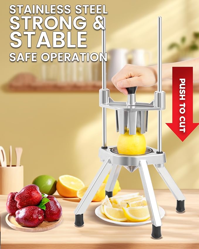 Ezcasch Lemon Cutter With Two 8 Wedges, V-Shaped Stainless Steel Blades