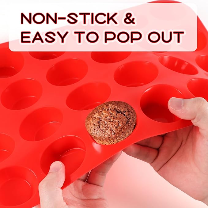 KINYFY 2 Pcs Muffin Pan Silicone Molds, Cupcake Pan Silicone Molds, Non-Stick Baking Molds for Making Muffin, Cakes, Cupcake, Tart, Chocolate