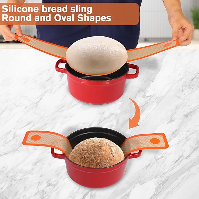 Alzmarlt 9-Inch Round & 10-Oval Bread Banneton Proofing Basket - Set of 2, Sourdough Baking Supplies with Bread Knife & Silicone Sling