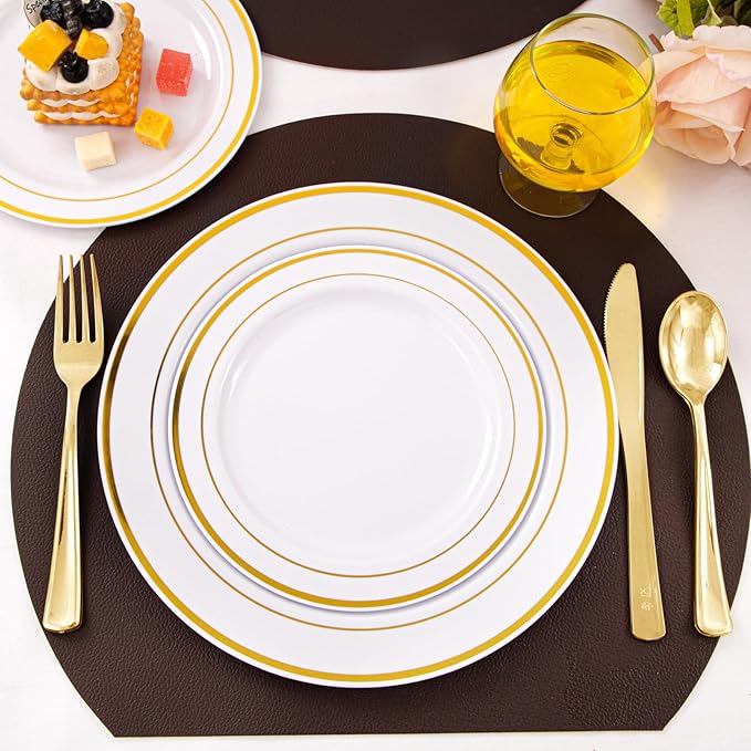 EI 360pcs Gold Plastic Silverware,Gold Silverware Disposable,Gold Forks and Spoons,Gold Plastic Cutlery include 120pcs Forks,120pcs Spoons and 120pcs Knives for Wedding,Afternoon Tea,Valentine's Day