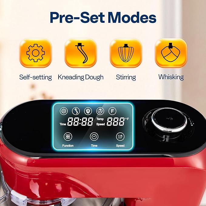 VIVOHOME Stand Mixer with Dough Proofing, 6-Quart Tilt-Head Mixer, Red