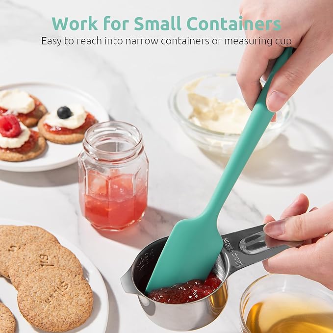 U-Taste Small Mini Silicone Spatula, 9in Rubber Jar Bowl Scraper, Aqua Sky