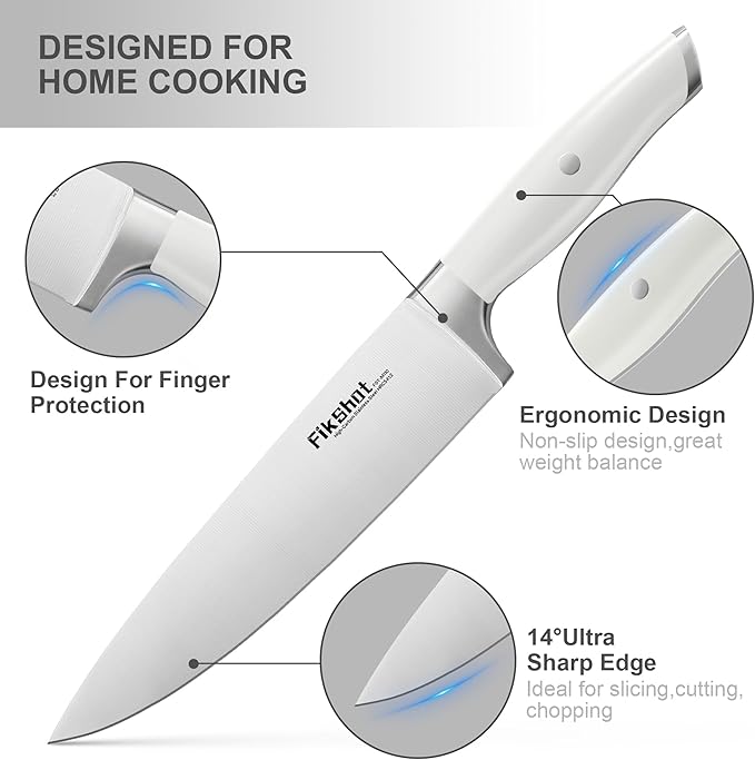 Fikshot 14-Piece Knife Set – German High Carbon Stainless Steel, White