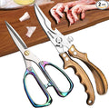AUDAMI Poultry Shears 2-Pack, Heavy Duty Meat Scissors, Stainless Steel Spring Loaded, Turkey & Chicken Shears, Food Scissors