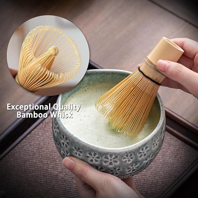 Buucup Blue Matcha Set, Ceramic Bowl Kit with Bamboo Whisk & Tools