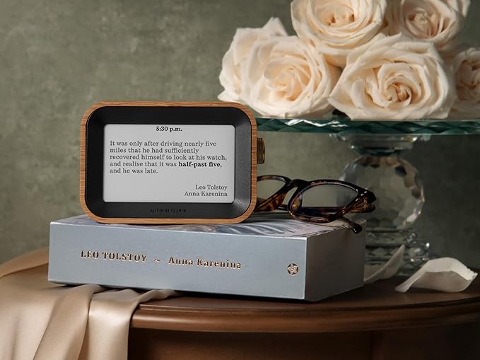 Author Clock – Literary Clock that Tells Time Using Book Quotes | Unique Gift for Book Lovers | New Quote Every Minute | Small | Vol 1